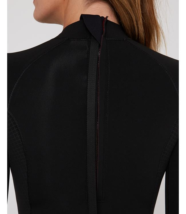 Follow P1 Womens Spring Suit Black - angled view of the springsuit arm and leg neoprene panels