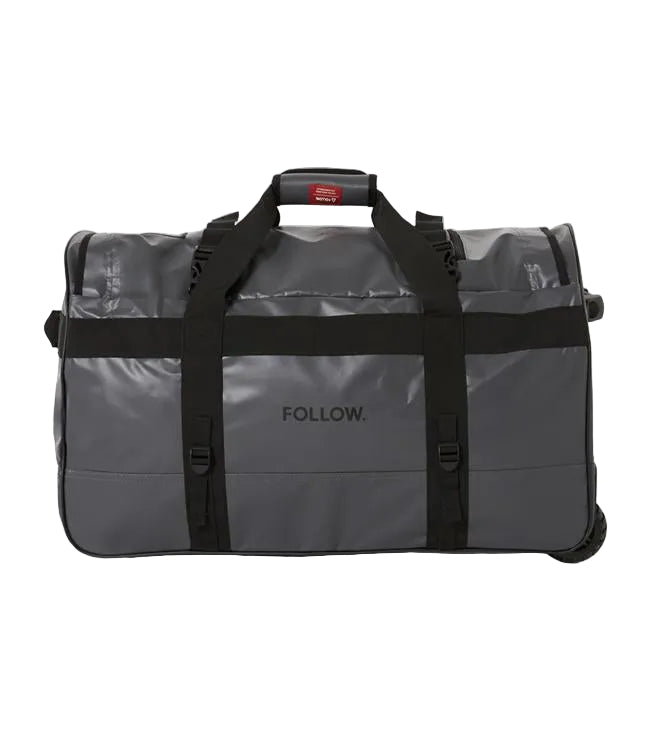 Follow Life Gear Bag Charcoal - studio view of the waterproof PVC ripstop gear bag with logo