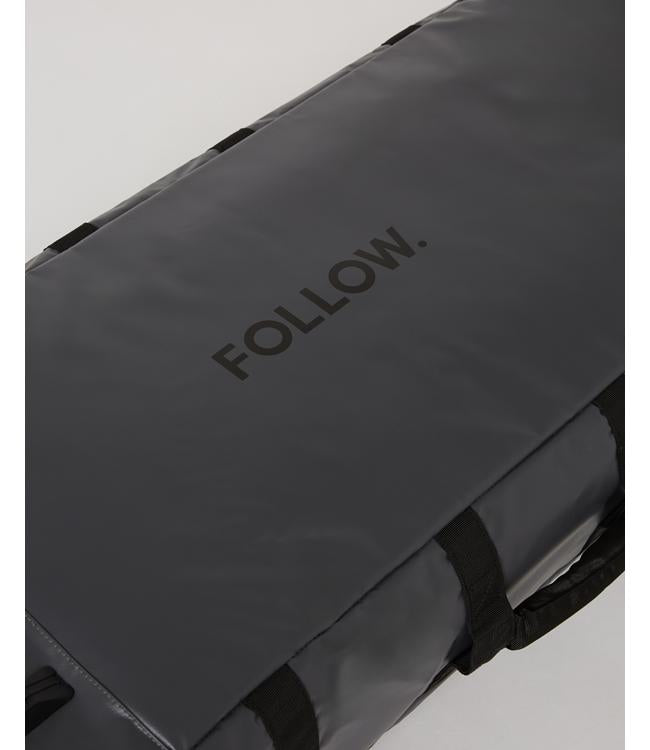 Follow Life Board Travel Bag in Charcoal – internal compression strap detail securing wakeboards in transit