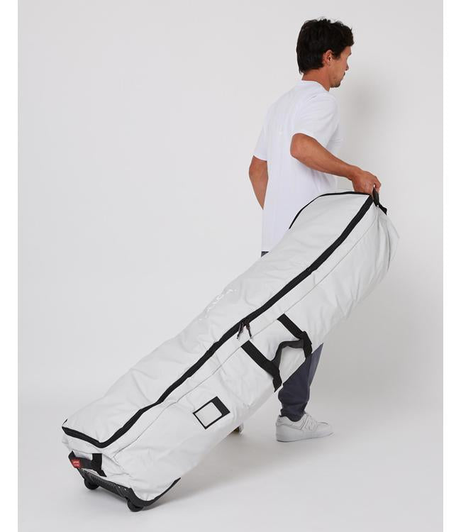 Follow Life Board Travel Bag in Light Grey – alternate angle showing the 4-point lift handle and HD wheels