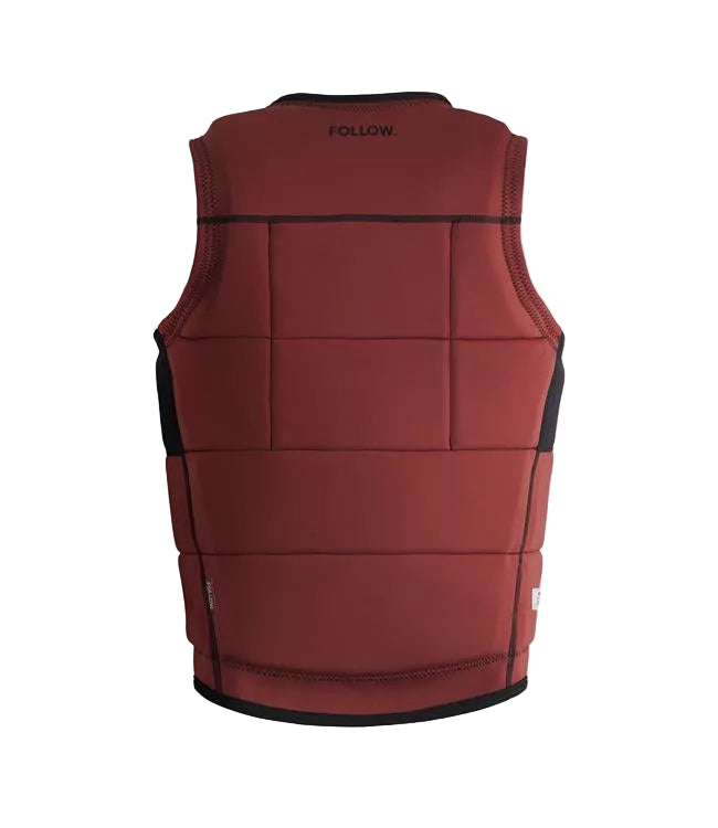 Follow Gratis Rust Mens Life Vest - back view showing the segmented foam panels and side straps