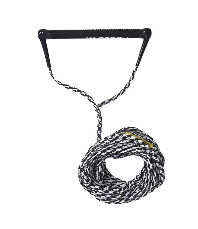 Follow Basic Black/White Wake Rope and Handle - top view of the 15-inch handle and low-stretch mainline