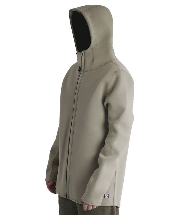 Follow Company Neo Jacket Khaki - front view of the full front zip and stretch neoprene fit
