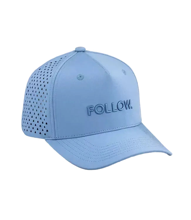 Follow Curved All Day Cap Slate - side profile showing the curved six-panel brim and panels