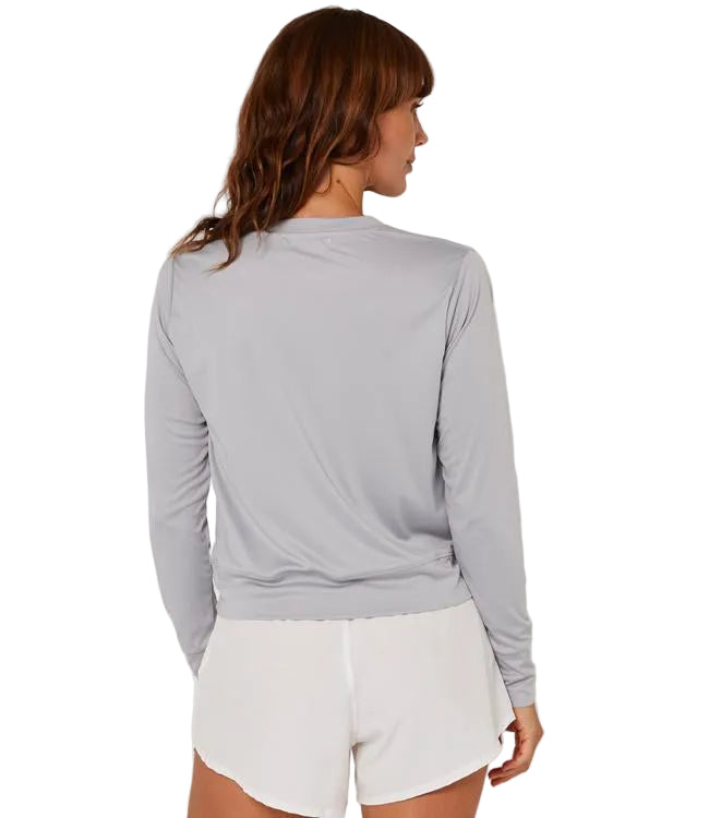 Follow Elara Sun Tee Light Grey Womens Long Sleeve - back view showing the relaxed-fit sun top