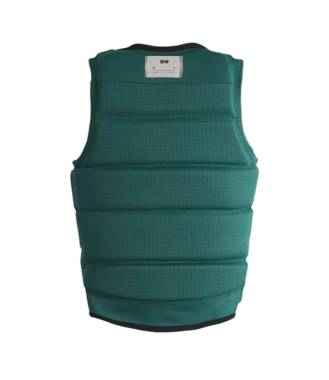 Follow P1 Traction Emerald Womens Life Vest - back view showing segmented foam panels and side straps