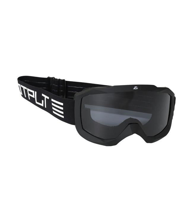 Jetpilot OTG RX Black Floating Goggles front view showing wide-fit frame sized for prescription eyewear