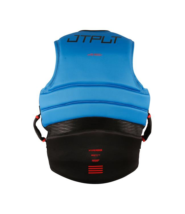 Jetpilot Vault Hyperflex Blue Mens Life Vest side profile showing hyperflex segmented panels
