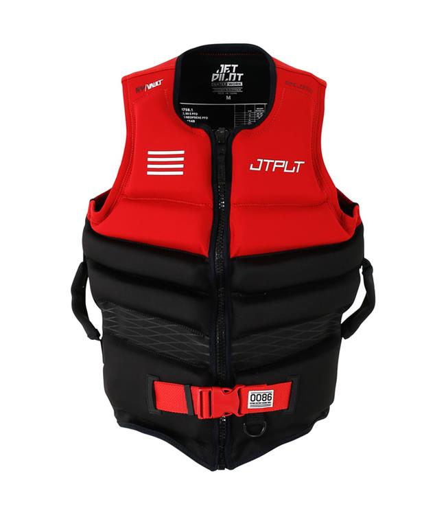 Jetpilot Vault Hyperflex Red Mens Life Vest front view Level 50 PFD 2 certified neoprene jet ski vest