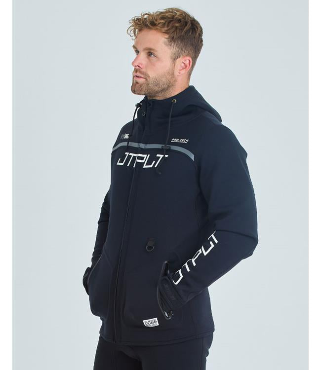Jetpilot RX Vault Black Tour Coat alternate angle showing sleeve cuffs and thermal collar detail
