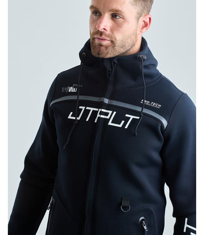 Jetpilot RX Vault Black Tour Coat side profile worn by rider showing fit through torso and arms