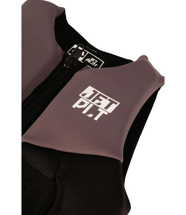 Jetpilot Cause Charcoal Youth Life Vest alternate angle showing chest panel and front zip