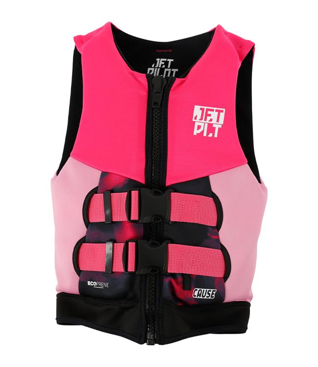 Jetpilot Cause Pink Youth Life Vest front view L50S PFD 3 certified vest for young girls on tube