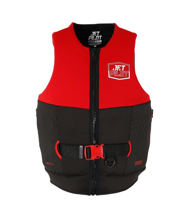 Jetpilot Cause Red Mens Life Vest back view showing S-Grip rubberised shoulder panels for tow sports