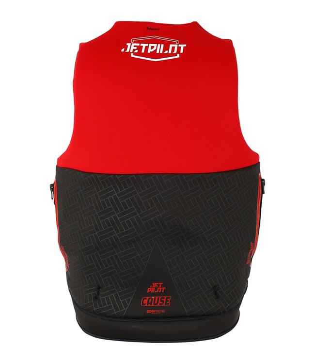 Jetpilot Cause Red Mens Life Vest alternate side view showing flex panel articulation and trim fit