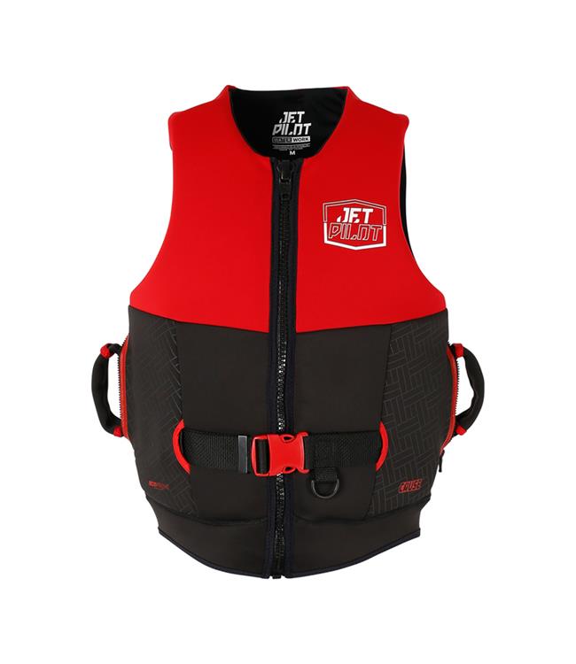 Jetpilot Cause Red Mens Life Vest front view Level 50 PFD 2 certified neoprene vest for water skiing