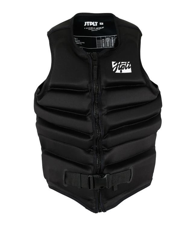 Jetpilot Phase Hyperflex Black Mens Life Vest front view L50S PFD 3 certified neoprene tow-rated vest
