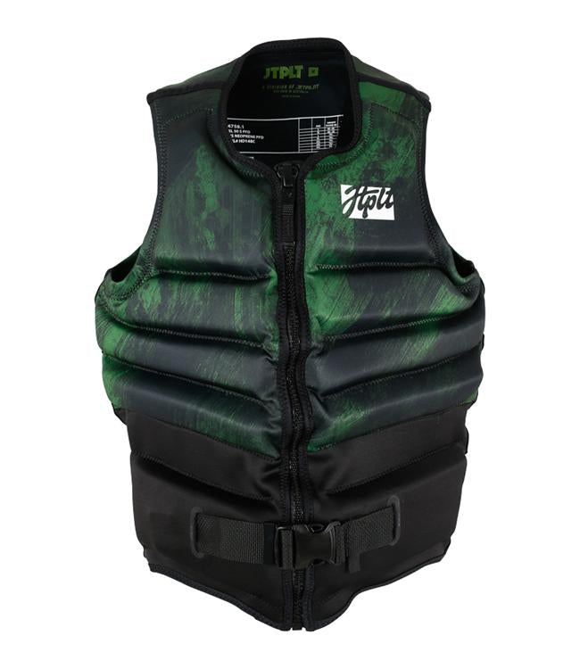 Jetpilot Phase Hyperflex Green Mens Life Vest front view L50S PFD 3 certified neoprene tow-rated vest