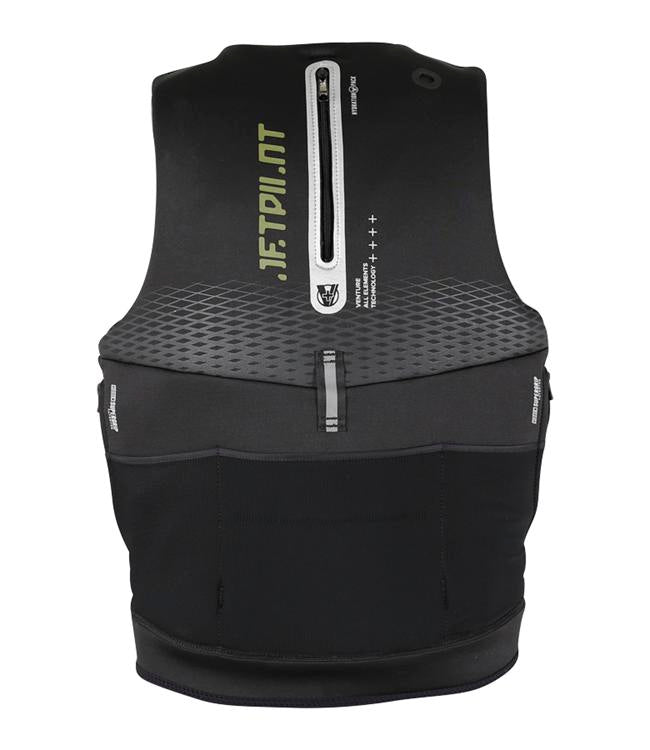 Jetpilot Venture Plus Black Mens Life Vest back view with reflective panel for low-light visibility