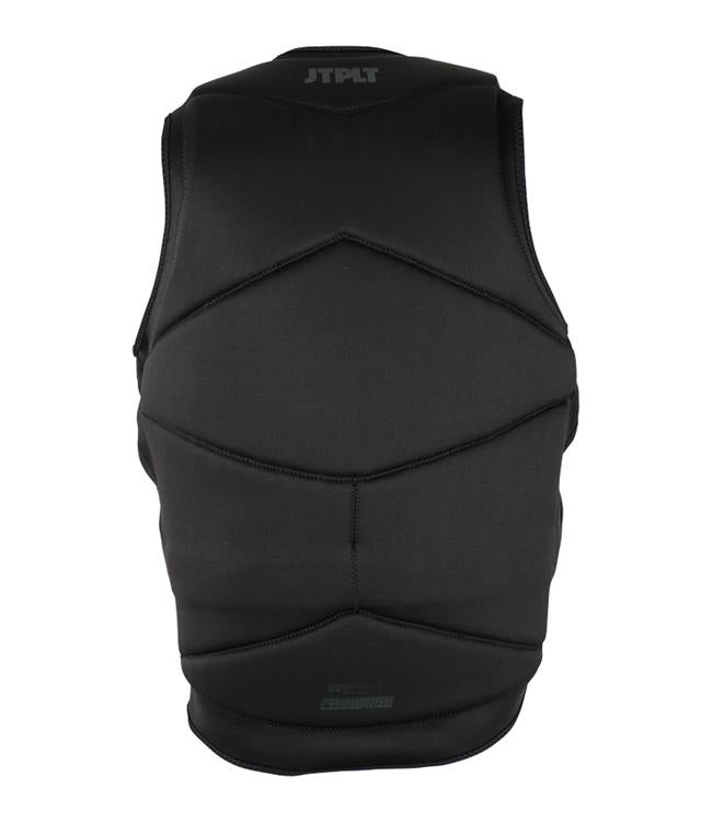 Jetpilot Freeride Black Mens Life Vest back view with precision-cut Ecoprene panels for wakeboarding