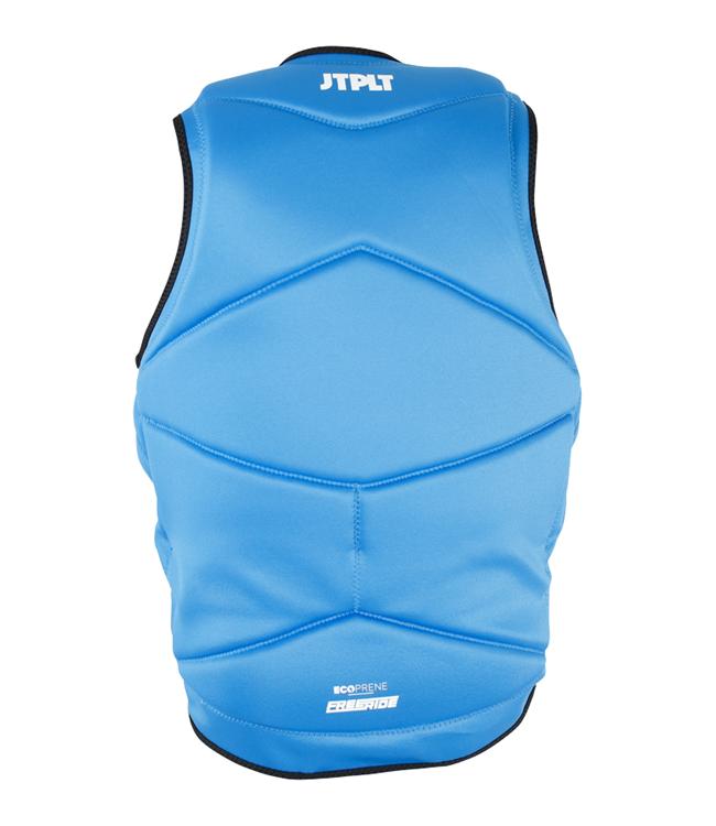 Jetpilot Freeride Blue Mens Life Vest back view with precision-cut Ecoprene panels and side zip entry