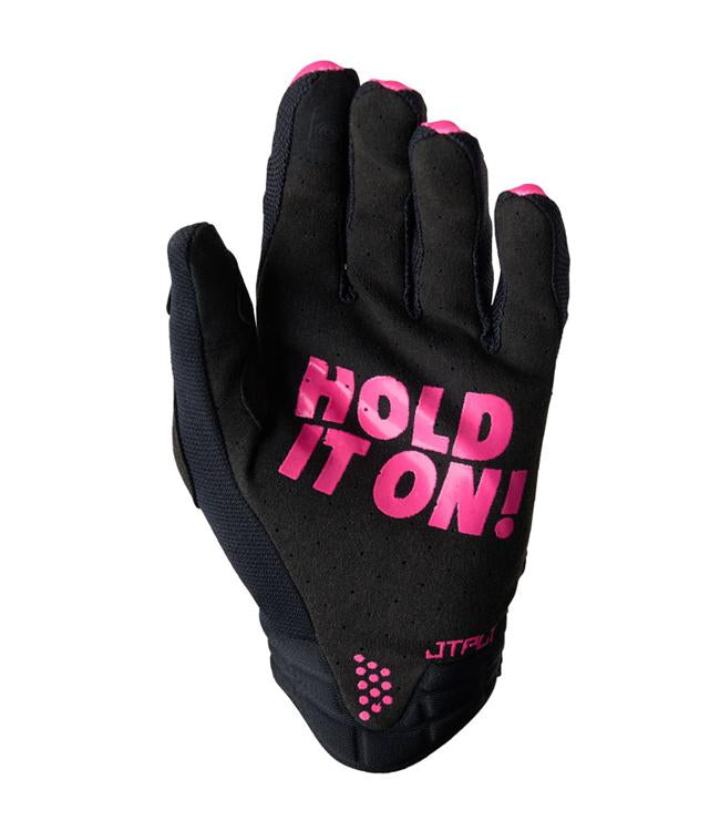 Jetpilot Vault Airlite Pink Womens Jetski Gloves side angle showing wrist closure detail