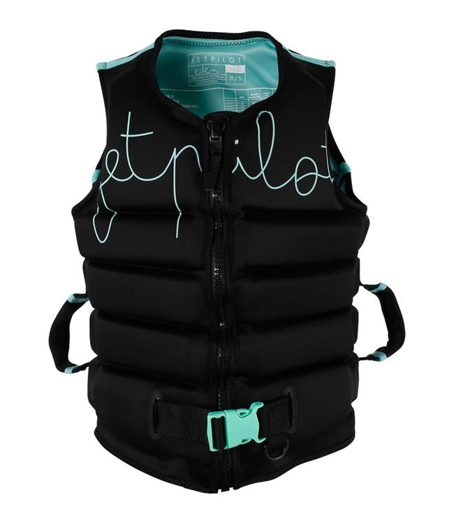Jetpilot Eden Black Ladies PWC Life Vest front view L50S PFD 3 certified neoprene womens vest