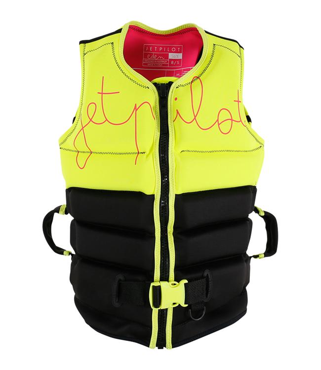 Jetpilot Eden Yellow Ladies PWC Life Vest front view Level 50 PFD 2 certified neoprene womens vest