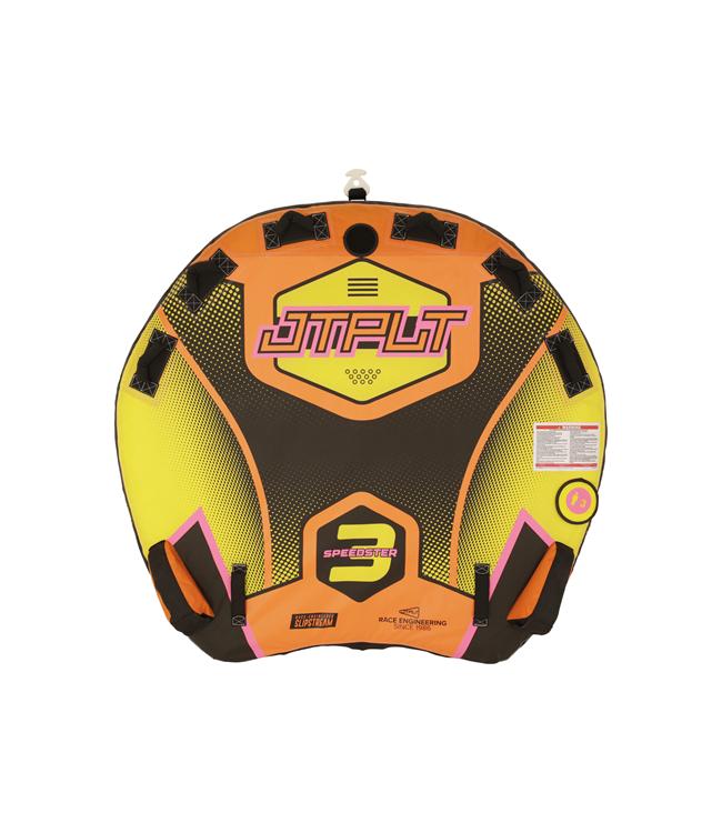 Jetpilot Speedster 3 Person Ski Tube top-down view showing three-rider inflatable tow tube