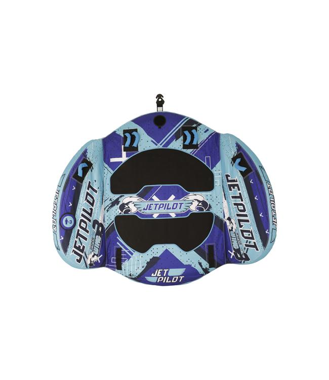 Jetpilot Hyper Wing 3 Person Ski Tube top-down view showing wing-shaped inflatable design