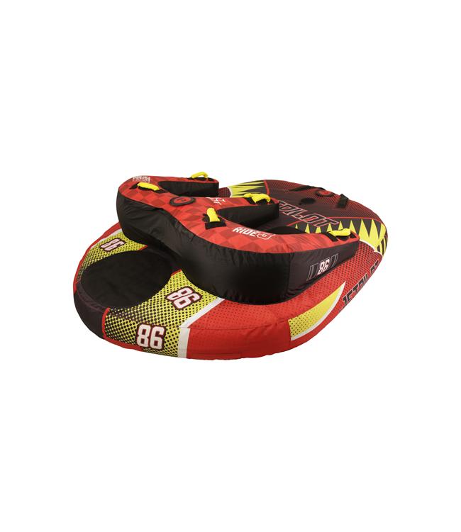 Jetpilot Freeride 3 Person Ski Tube side profile showing tow harness and nylon cover