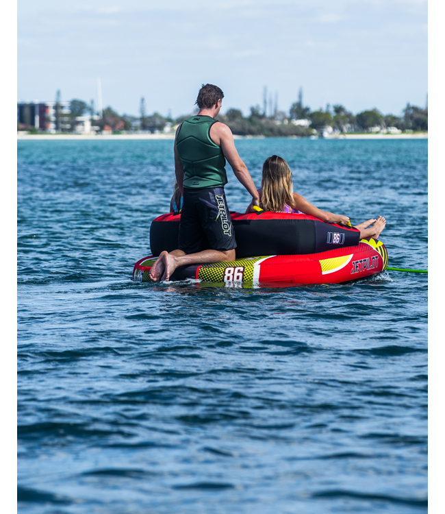 Jetpilot Freeride 3 Person Ski Tube launch shot showing tube being towed at speed