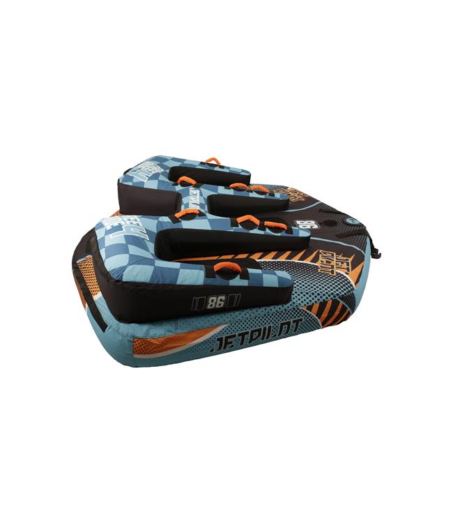 Jetpilot Freeride 4 Person Ski Tube underside showing nylon base and reinforced tow point