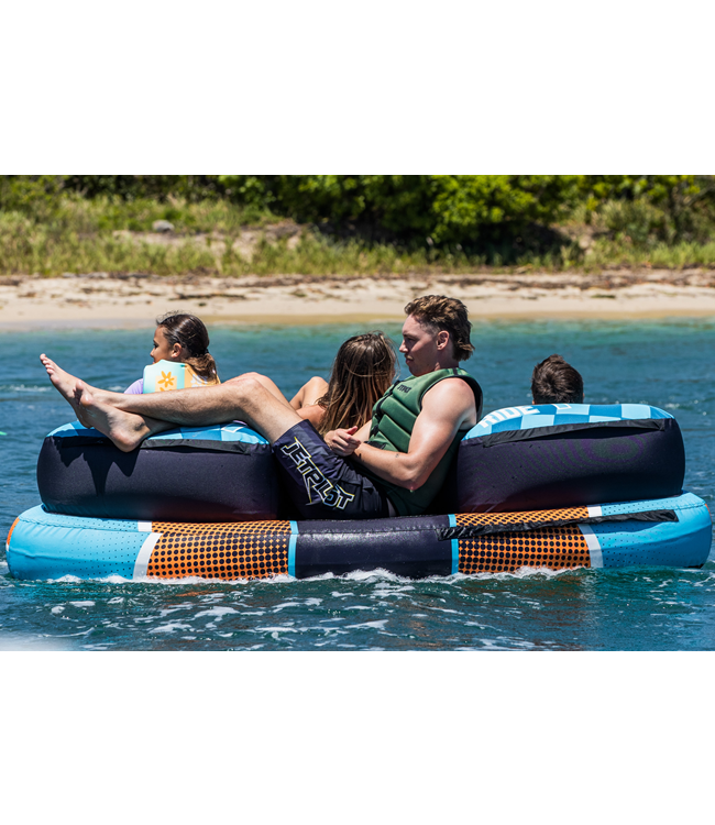 Jetpilot Freeride 4 Person Ski Tube alternate angle showing speed and spray on water