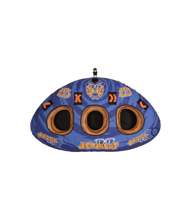 Jetpilot Whizzer 3 Person Ski Tube top-down view showing three-rider inflatable tow tube