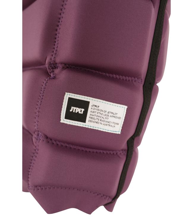 Jetpilot Felix X1 Purple Mens Life Vest worn by rider showing comfortable wakeboard riding fit