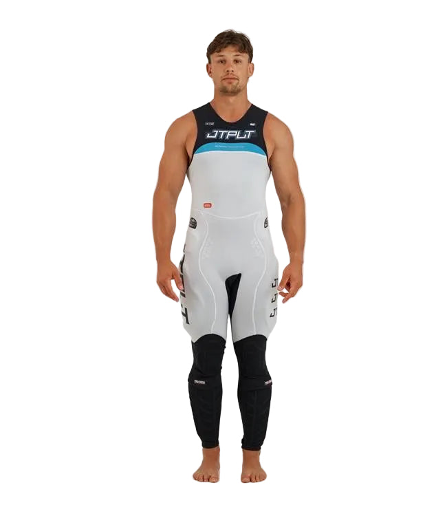 Jetpilot RX Vault Protech Black/Blue Mens Race John Wetsuit front view 2x2mm 360 Stretch neoprene