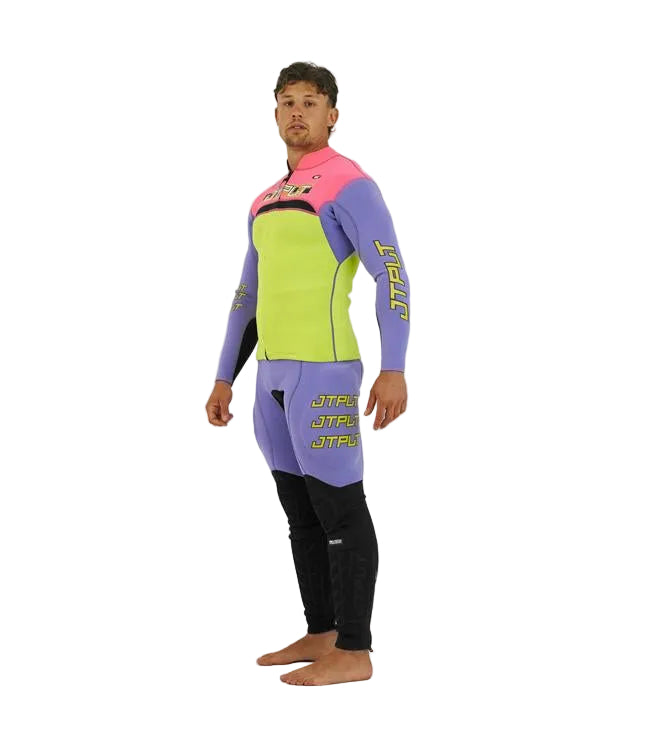 Jetpilot Vault Pink/Yellow Mens Race Jacket side profile showing long-sleeve race fit