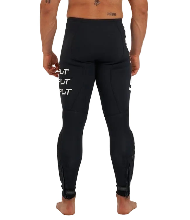 Jetpilot Vault Black Mens Neo Pant back view showing flatlock seams and reinforced panels