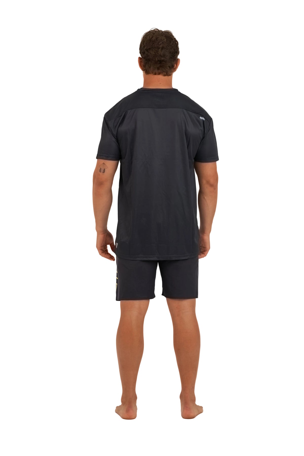 Jetpilot Venture Black Mens Short Sleeve Hydro Tee back view showing seam and panel layout