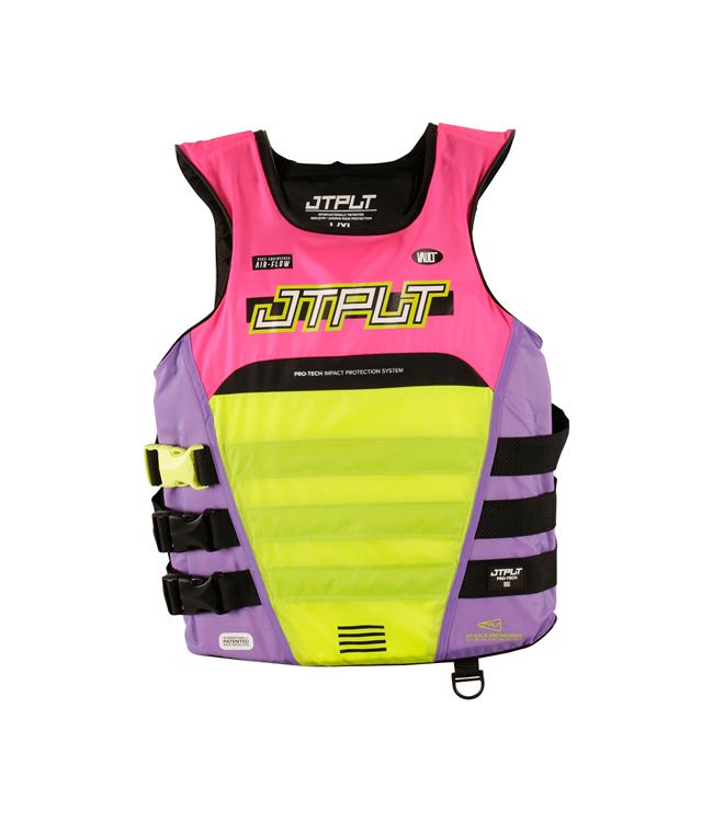 Jetpilot RX Vault Protech Side Entry Pink/Yellow Life Vest front view L50S PFD 3 PWC race neoprene