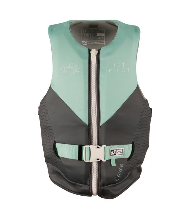 Jetpilot Cause Teal Womens Life Vest front view L50S PFD 3 certified super-grip neoprene vest