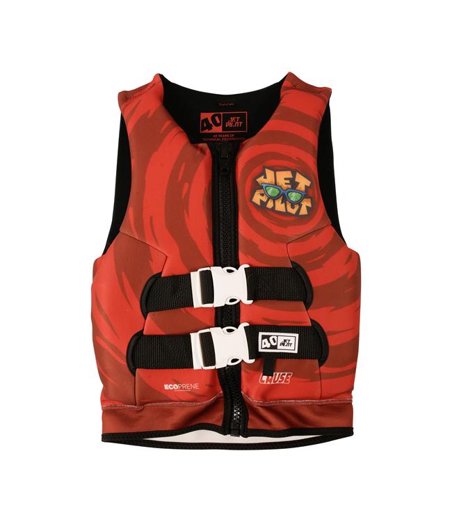 Jetpilot Cause Red Boys Life Vest front view L50S PFD 3 certified Eco neoprene vest for boys