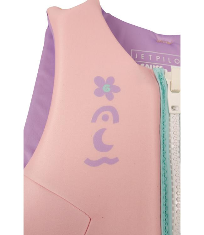 Jetpilot Cause Multi Girls Life Vest side profile showing youth fit and side entry zip