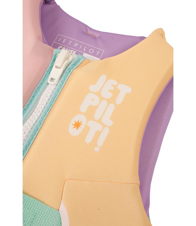 Jetpilot Cause Multi Girls Life Vest alternate angle showing chest panel and front zip detail
