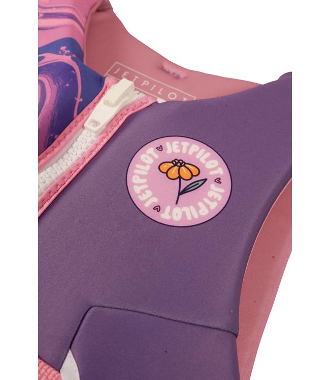 Jetpilot Cause Purple Girls Life Vest alternate angle showing chest panel and front zip detail