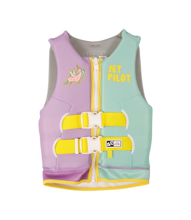 Jetpilot Cause Purple/Teal Girls Life Vest front view L50S PFD 3 certified Eco neoprene for girls