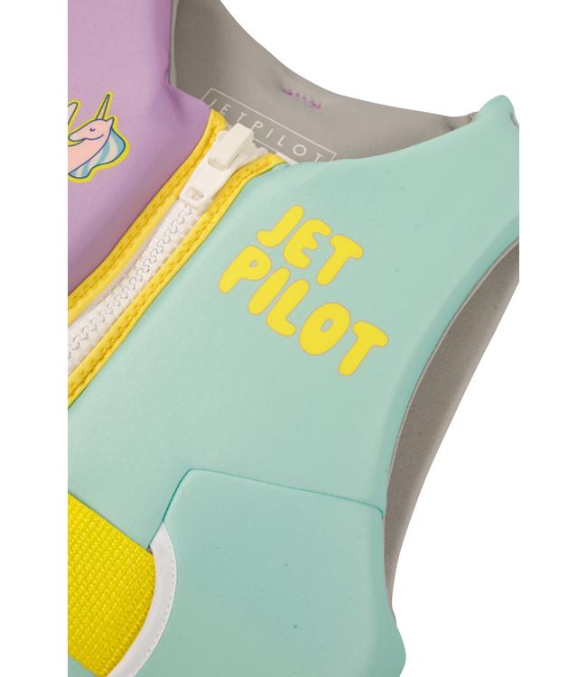 Jetpilot Cause Purple/Teal Girls Life Vest alternate angle showing chest panel and front zip