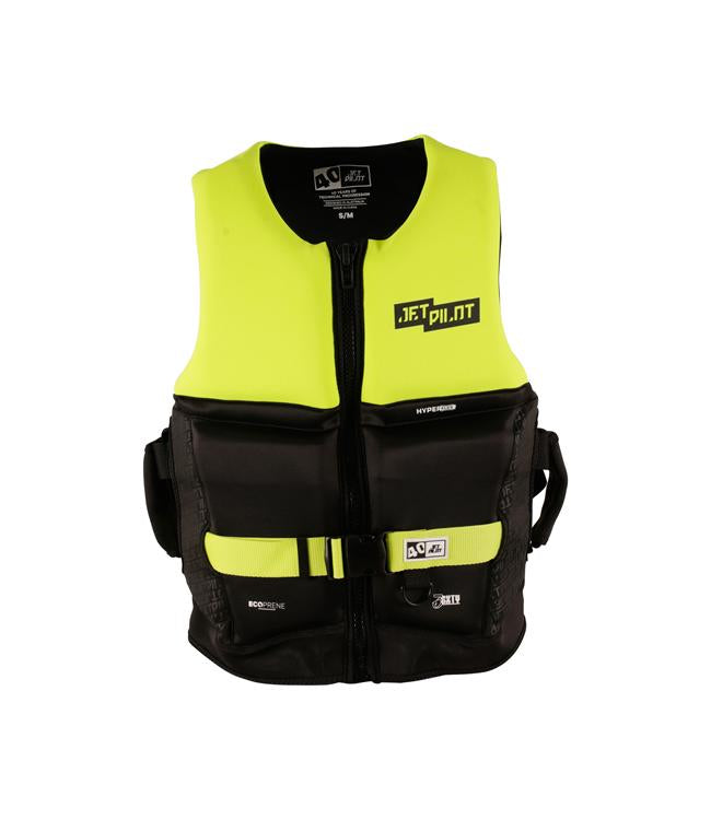 Jetpilot 3SXTY Hyperflex Yellow Unisex Life Vest front view Level 50 PFD 2 certified neoprene