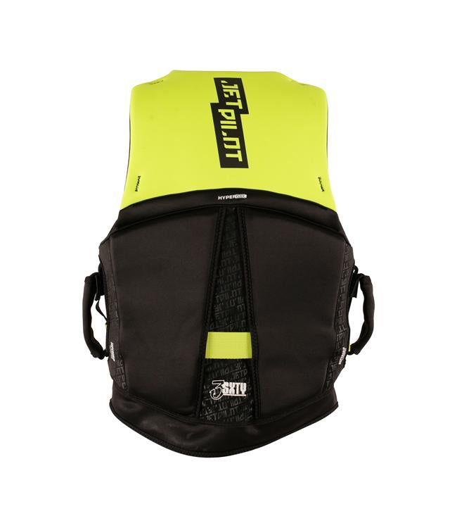 Jetpilot 3SXTY Hyperflex Yellow Unisex Life Vest side profile showing unisex flex fit